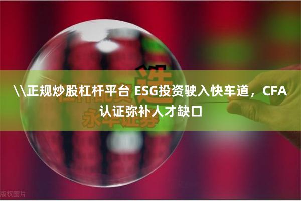 \正规炒股杠杆平台 ESG投资驶入快车道，CFA认证弥补人才缺口