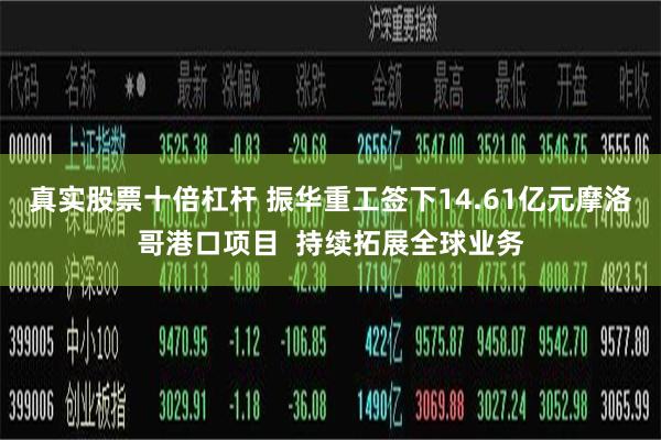 真实股票十倍杠杆 振华重工签下14.61亿元摩洛哥港口项目  持续拓展全球业务